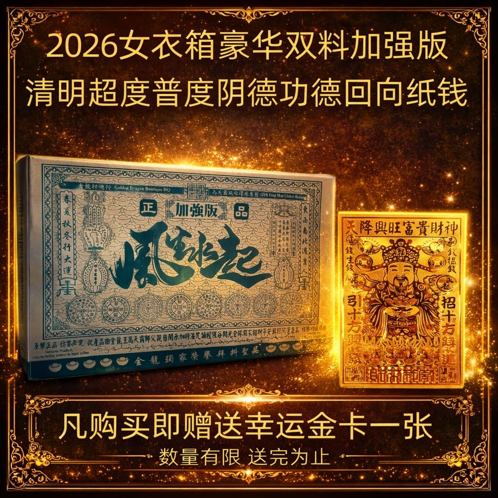 2026双料加强版清明超度普渡陰德功德迴向紙錢 |Extra strong version】briefcase of ChingMing’s Parinamana, Merit & Release (FEMALE/女衣箱)