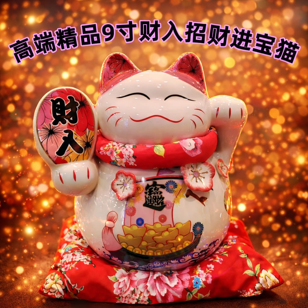 高端精品9寸财入招财进宝猫