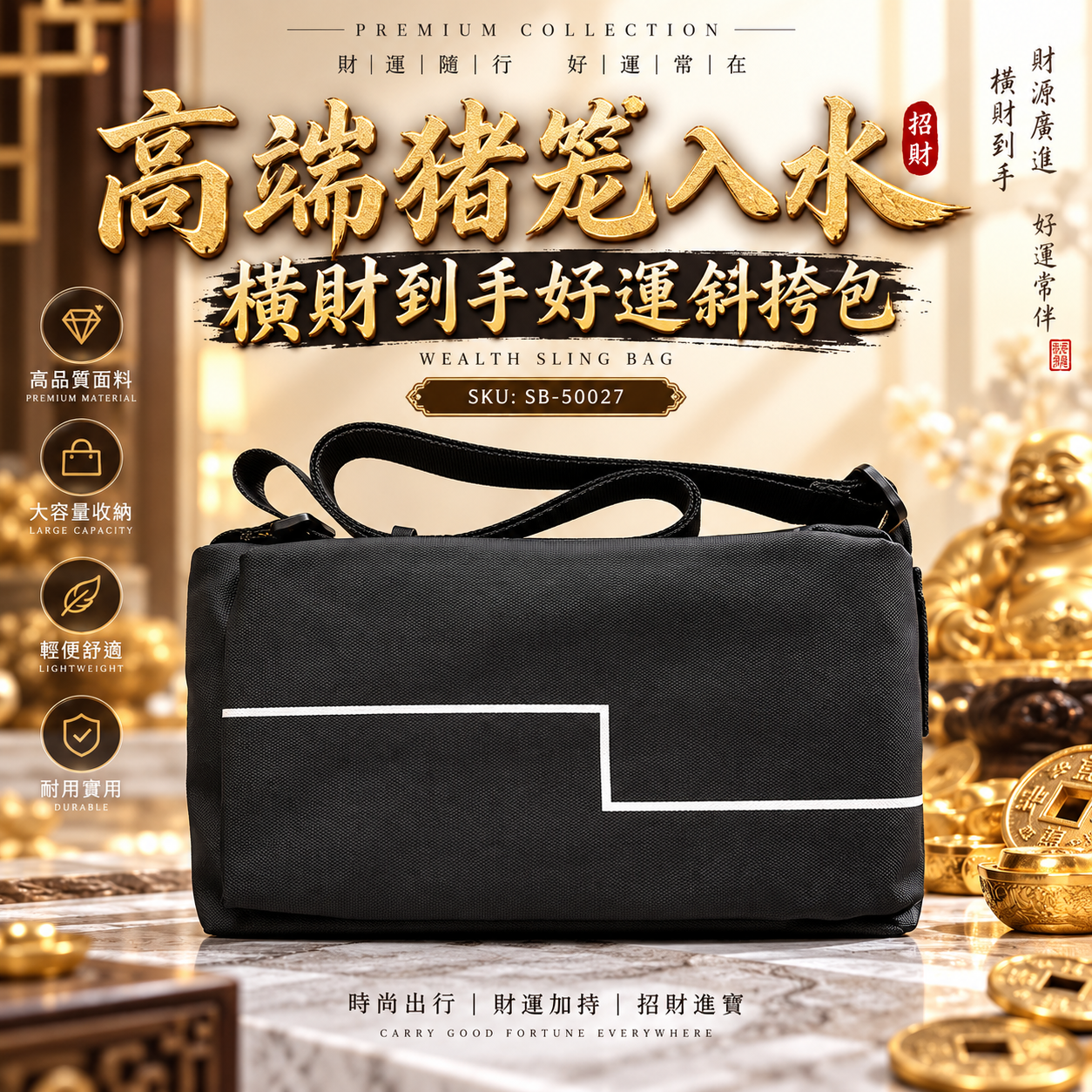 高端猪笼入水横财到手好运斜挎包 Premium Collection Wealth Sling Bag