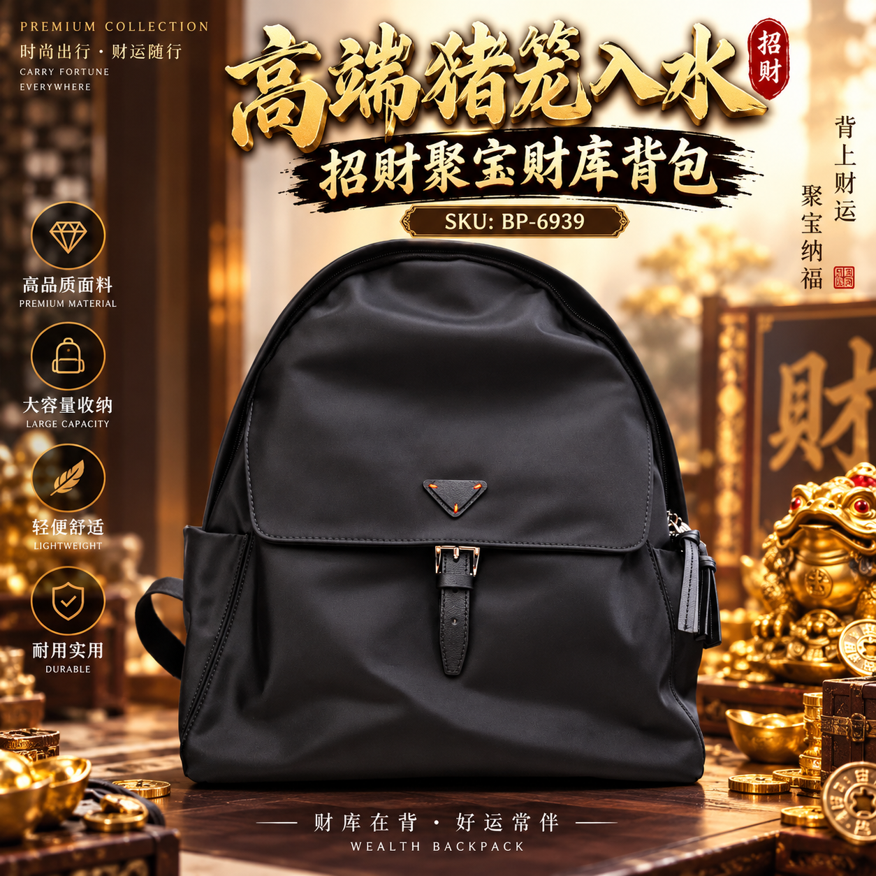 高端豬籠入水招財聚寶財庫背包 Premium Collection Wealth Backpack