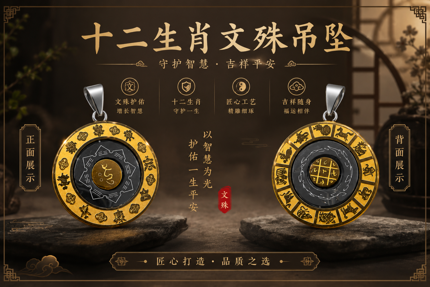 （12WX)十二生肖文殊吊坠|Manjushri Zodiac Pendant
