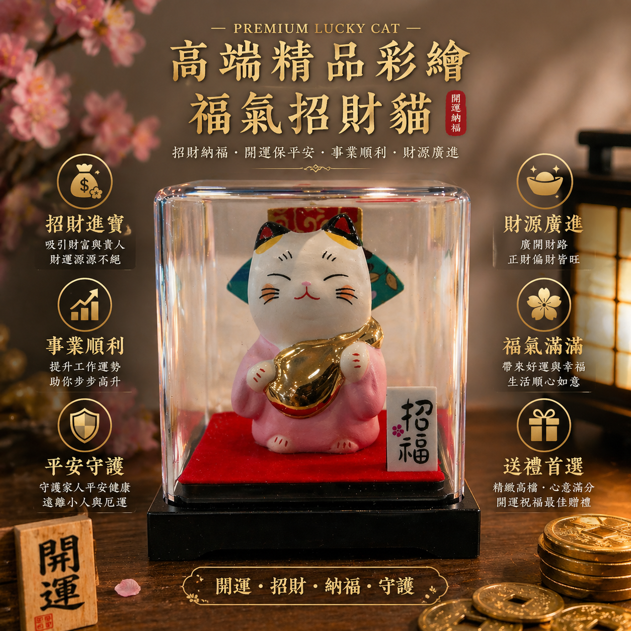 高端精品彩繪福氣招財貓