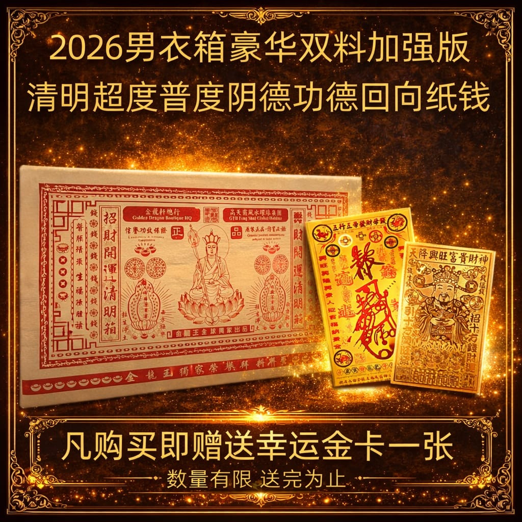 2026豪华双料加强版清明超度普渡陰德功德迴向紙錢 |Limited & Extra strong version】briefcase of ChingMing’s Parinamana, Merit & Release (MALE BRIEFCASE/男衣箱)