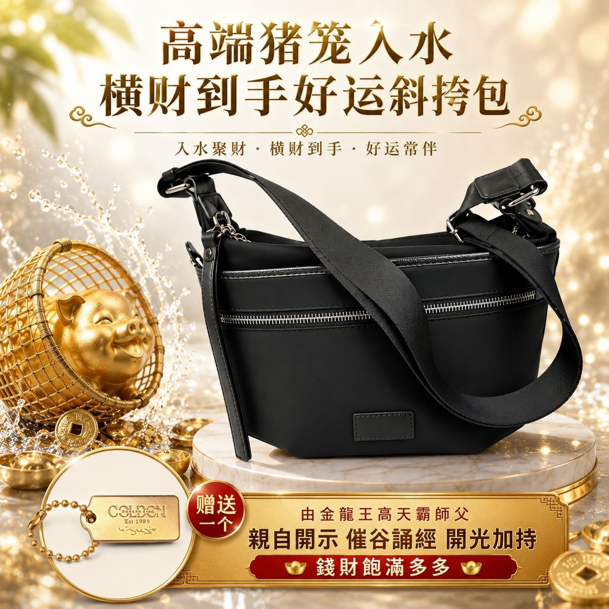 高端猪笼入水横财到手好运斜挎包 Prosperity Luck Sling Bag
