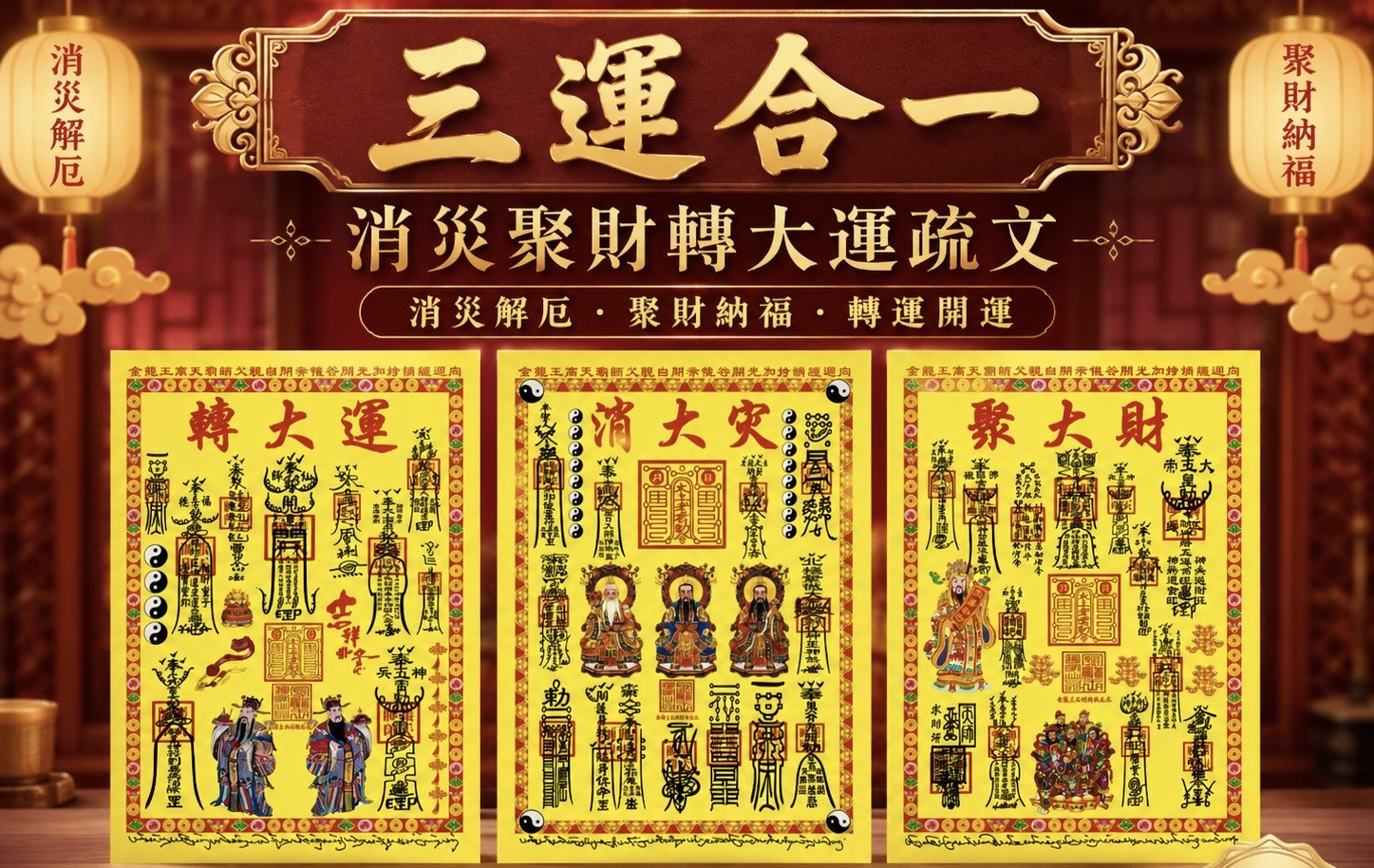 三運合一 . 消災聚財轉大運疏文 | Triple Luck Invocation. Disaster Removal, Wealth Gathering & Fortune Turning