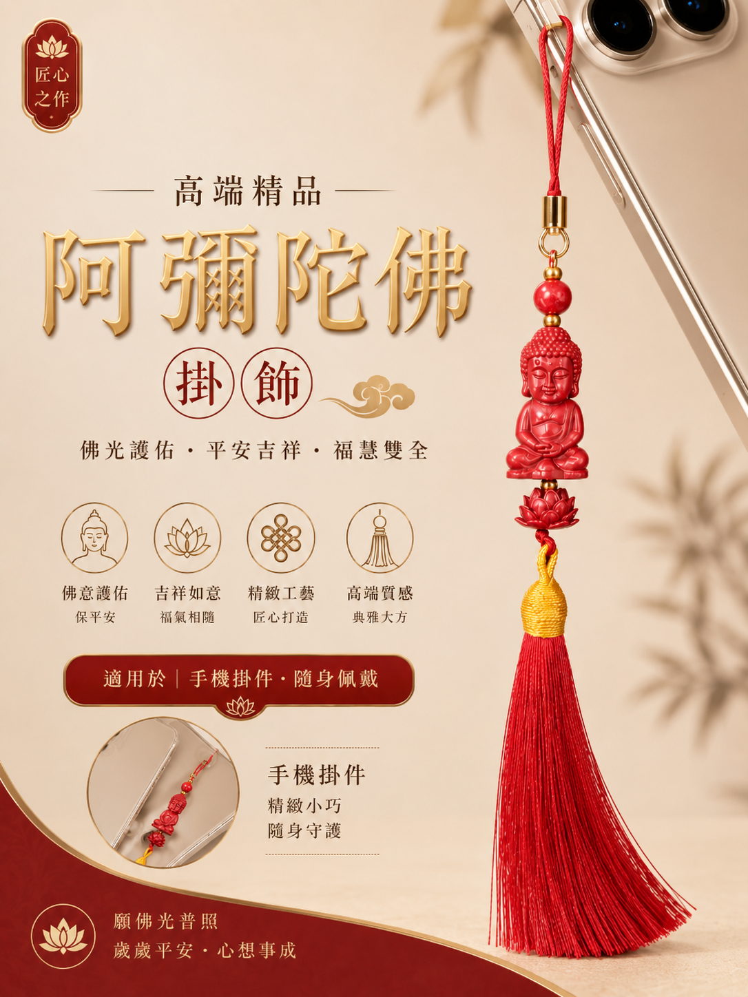高端精品阿彌陀佛掛飾 Premium Amitabha Buddha Hanging Ornament