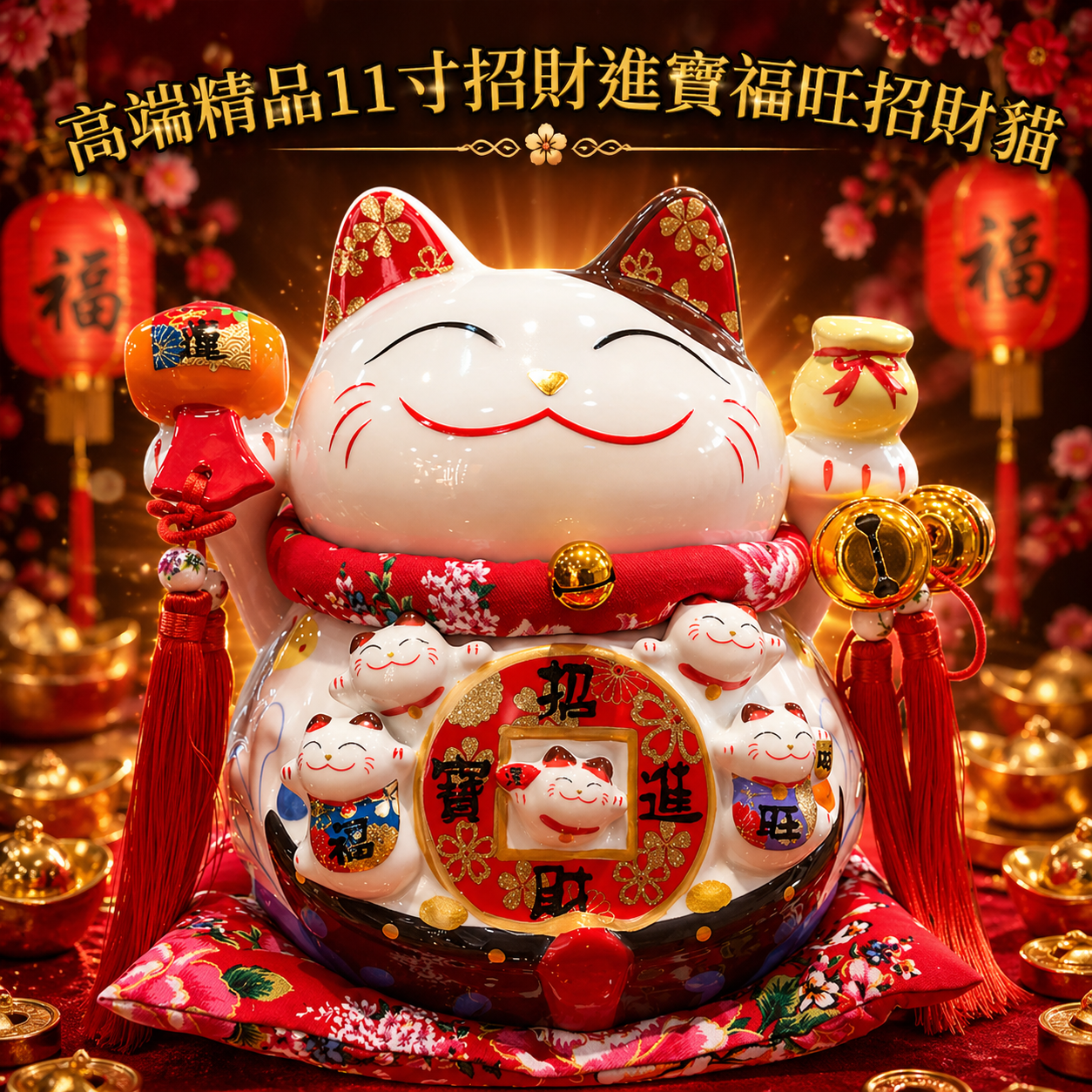 高端精品11寸招財進寶福旺招財貓