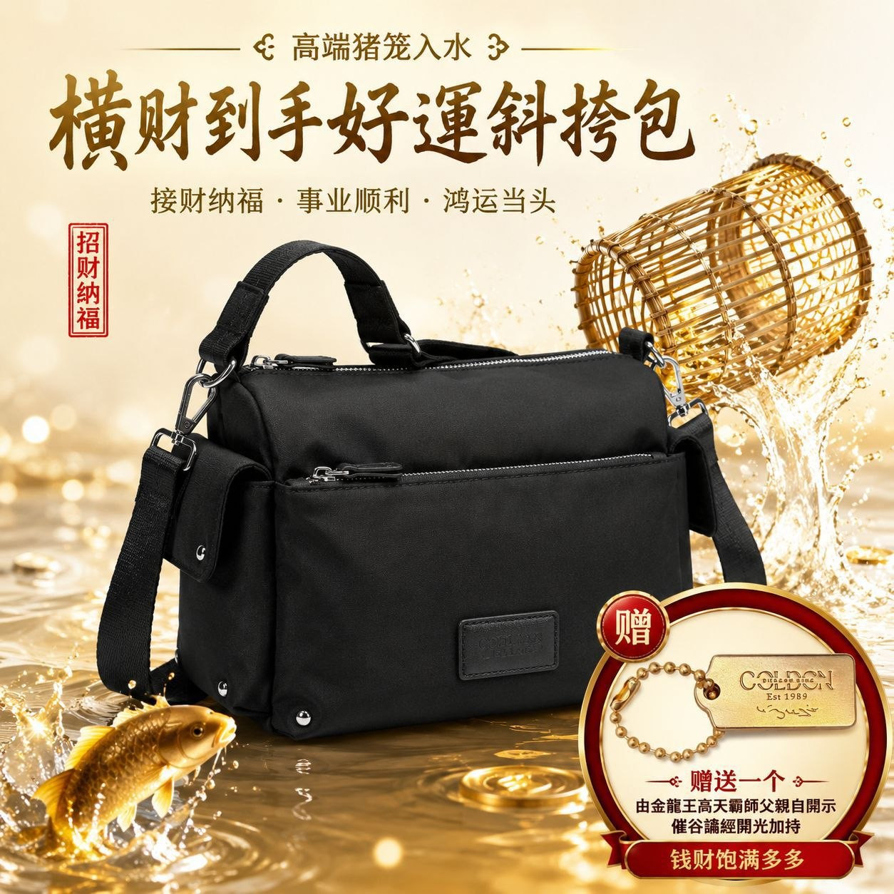 高端猪笼入水横财到手好运斜挎包 Prosperity Luck Sling Bag