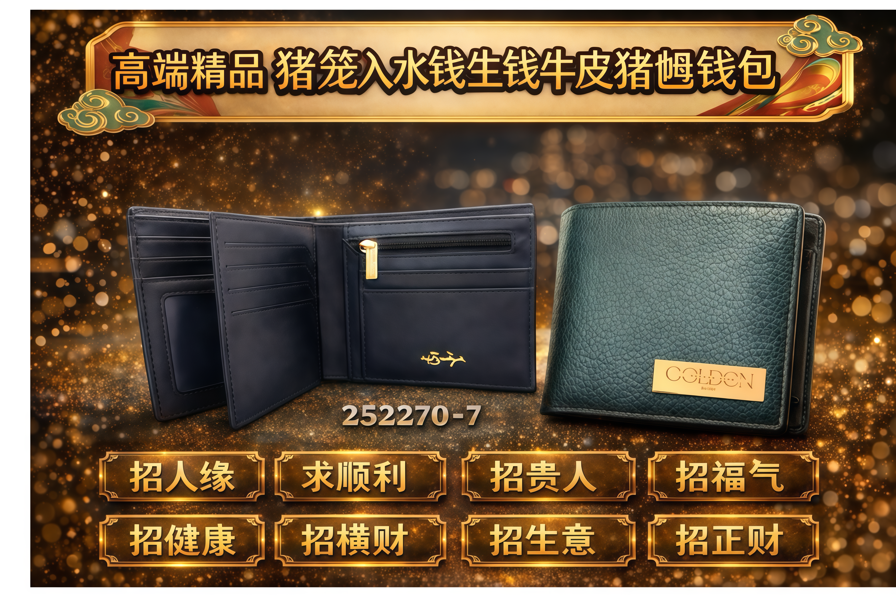 高端精品 猪笼入水钱揾钱牛皮猪乸钱包 Premium Cowhide “Pig Cage into Water” Piggy Wallet (Money-Attracting)