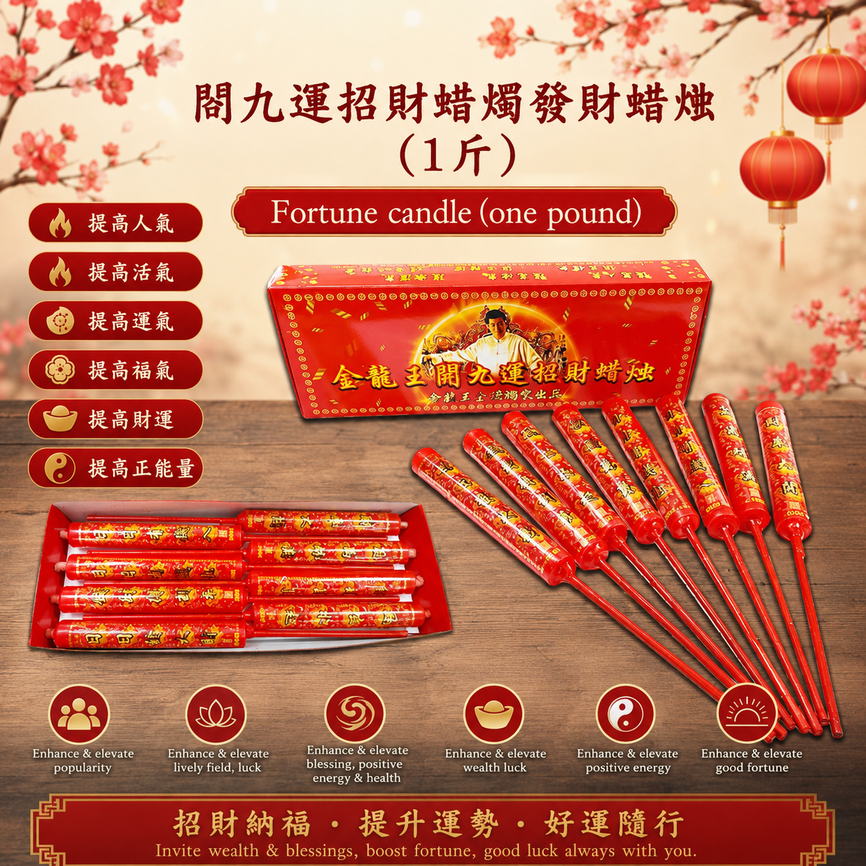 【高端】金龍王開九運招財蠟燭【1斤】｜【PREMIUM PRODUCT】GOLDEN DRAGON KING GOOD LUCK & FORTUNE CANDLES【1 POUND】