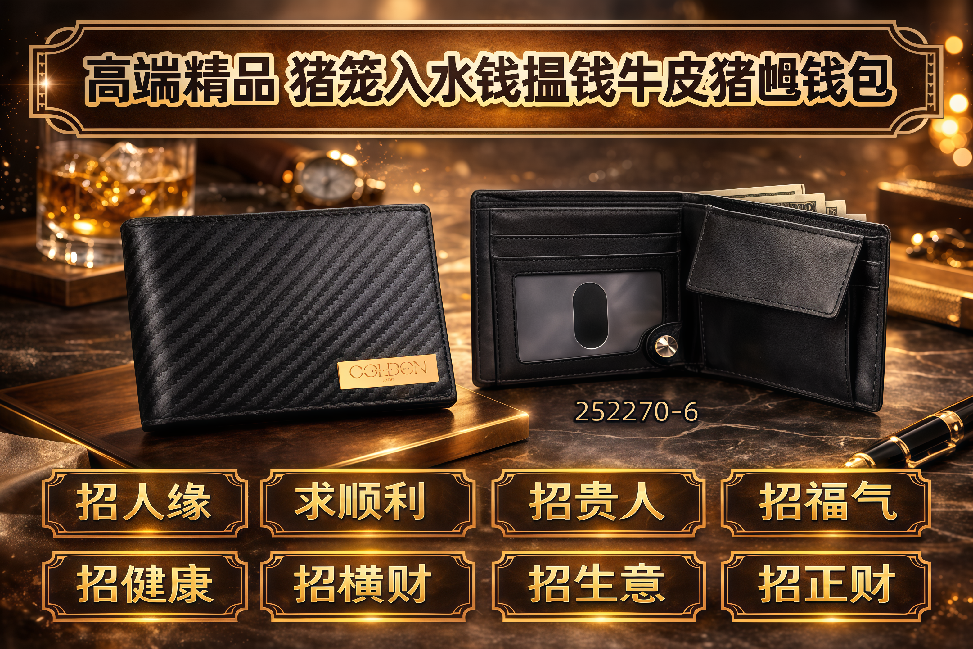 高端精品 猪笼入水钱揾钱牛皮猪乸钱包 Premium Cowhide “Pig Cage into Water” Piggy Wallet (Money-Attracting)