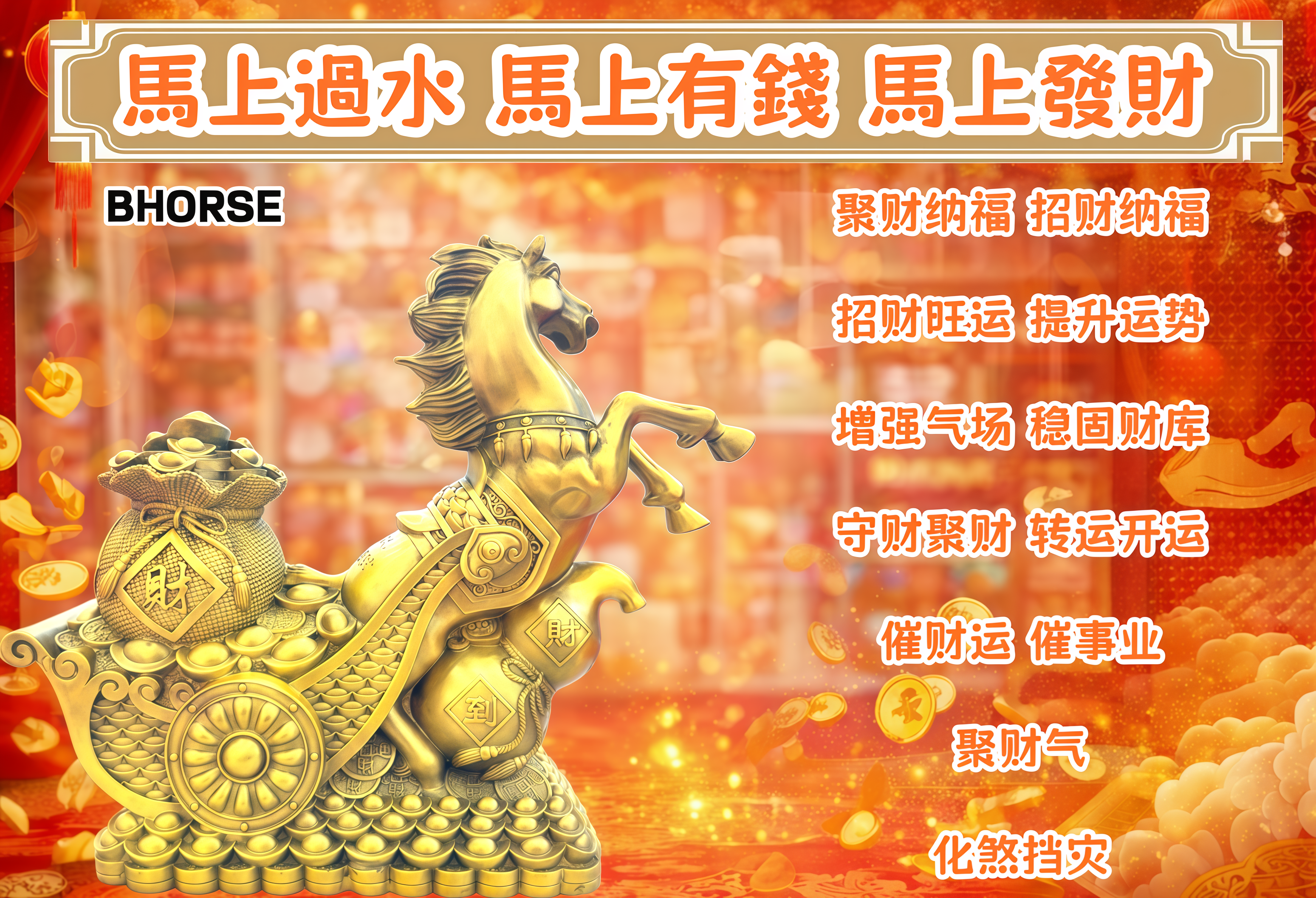 高端精品 馬上過水 馬上有錢 馬上發財 Money Flows Instantly Wealth Comes Immediately Prosperity Starts Now