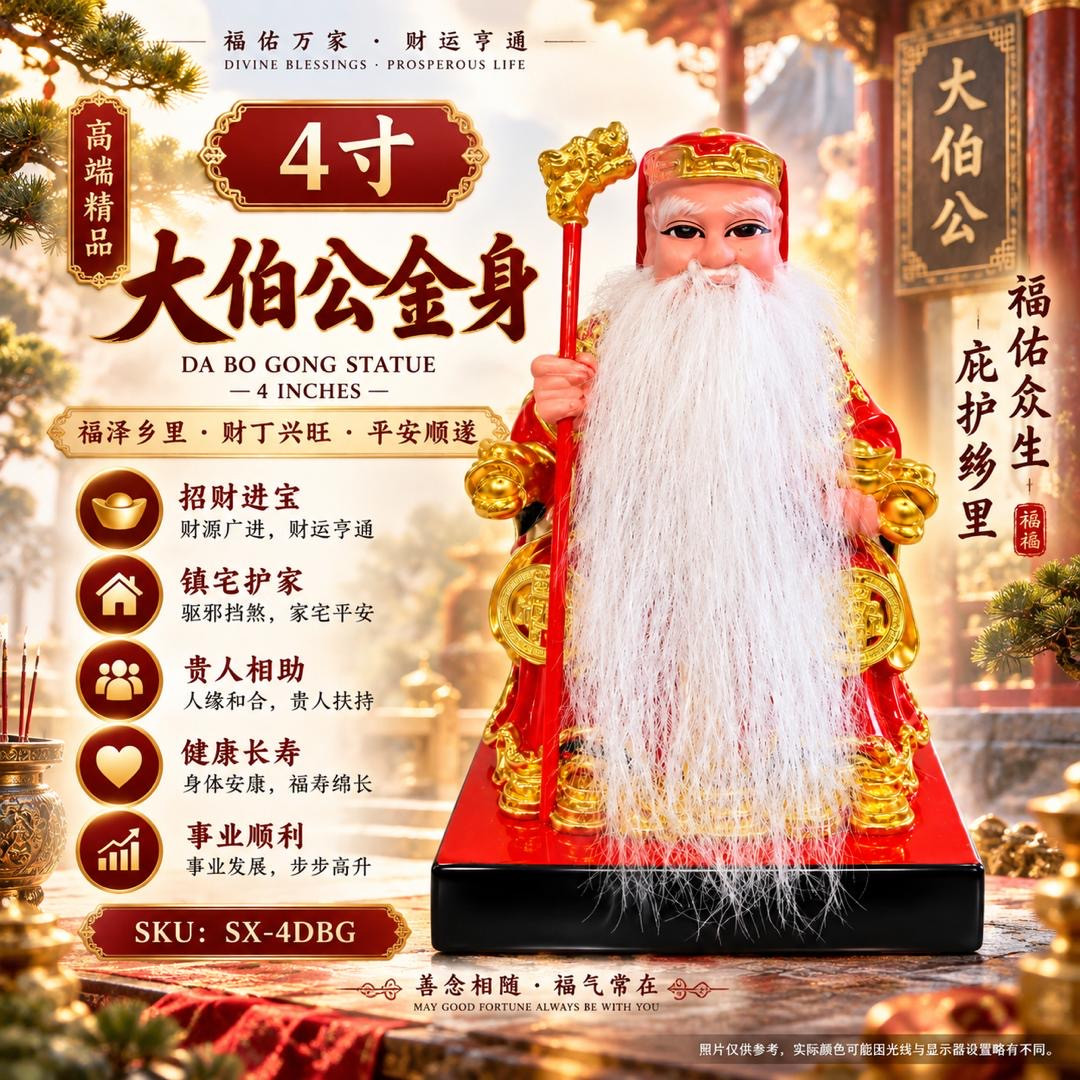 高端精品4寸大伯公金身 da bo gong statue 4 inches