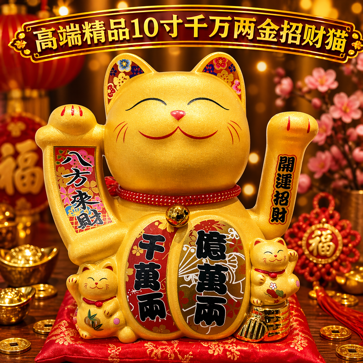 高端精品10寸千萬兩金招財貓