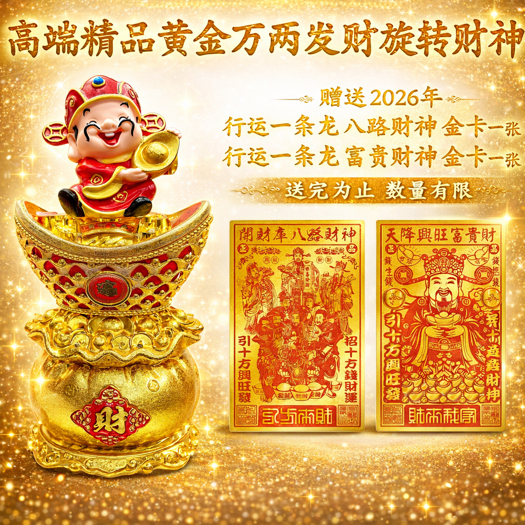 高端精品黃金萬兩發財旋轉財神爺｜ Golden Million Taels Spinning God of Wealth