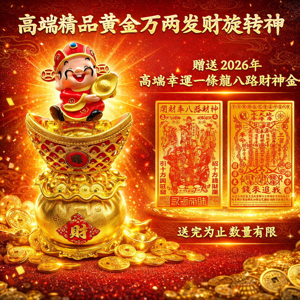 高端精品黃金萬兩發財旋轉財神爺｜ Golden Million Taels Spinning God of Wealth