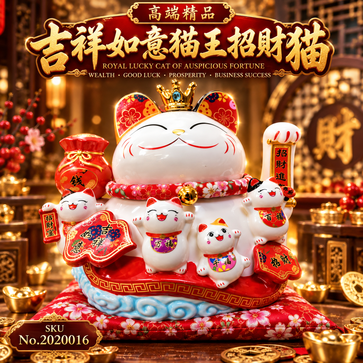 高端精品吉祥如意貓王招財貓 royal lucky cat of auspicious fortune