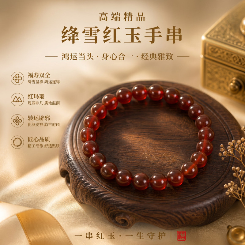 绛雪红玉手串 | Scarlet Jade Bracelet