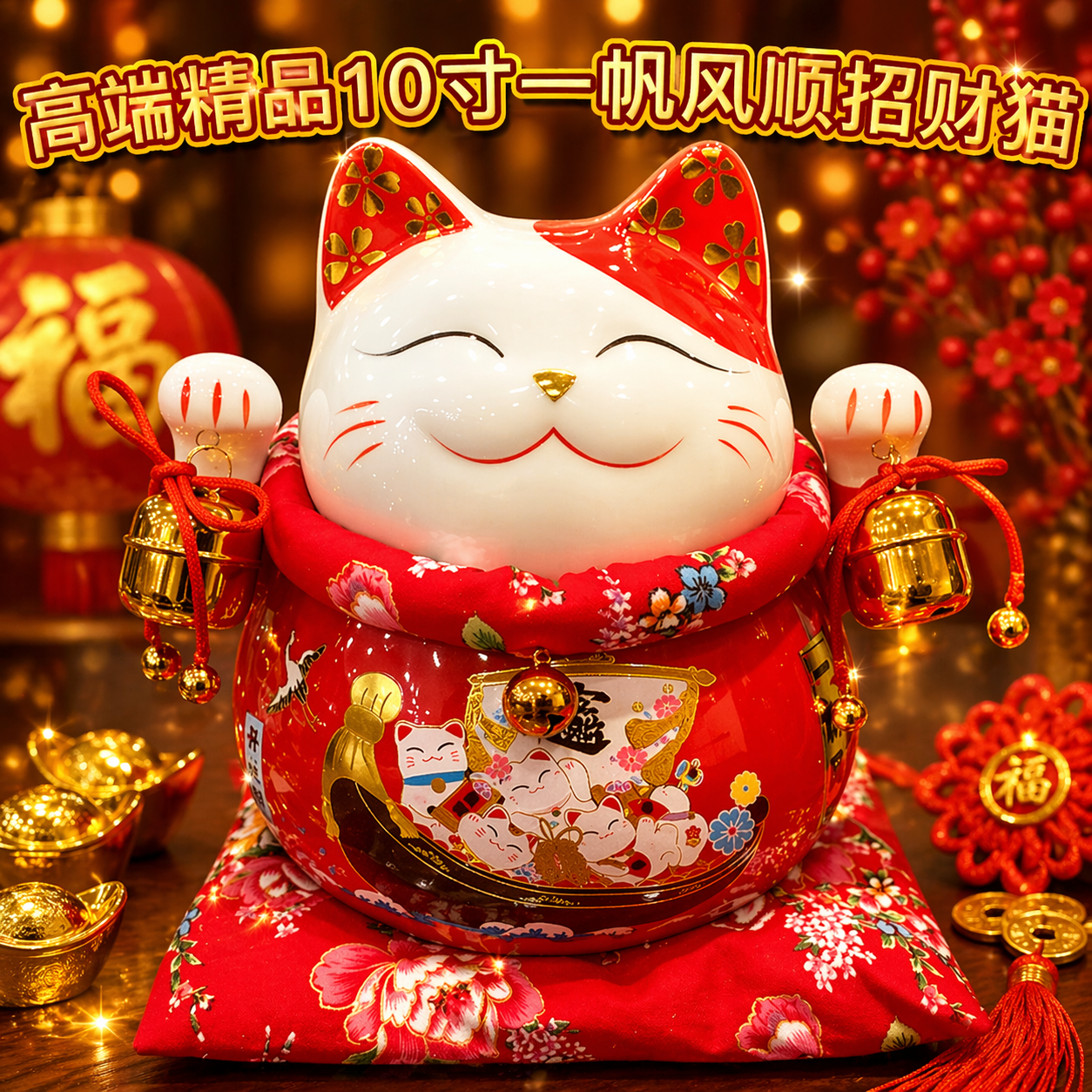 高端精品10寸一帆风顺招财猫