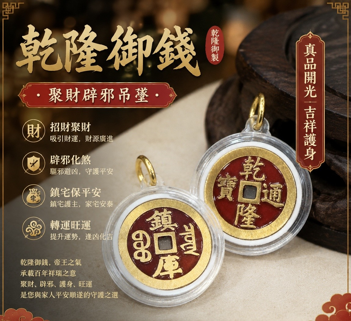 乾隆御錢 · 聚財辟邪吊墜 | Imperial Qianlong Coin · Wealth & Protection Pendant