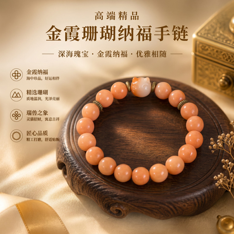金霞珊瑚手链 | Golden Glow Coral Bracelet