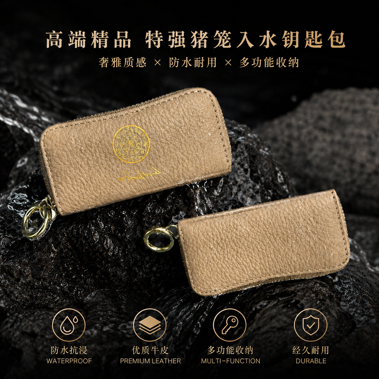 灰色 高端精品特强猪笼入水鑰匙包 Elegant & extra-strength Wealth-roll-in Key pouch