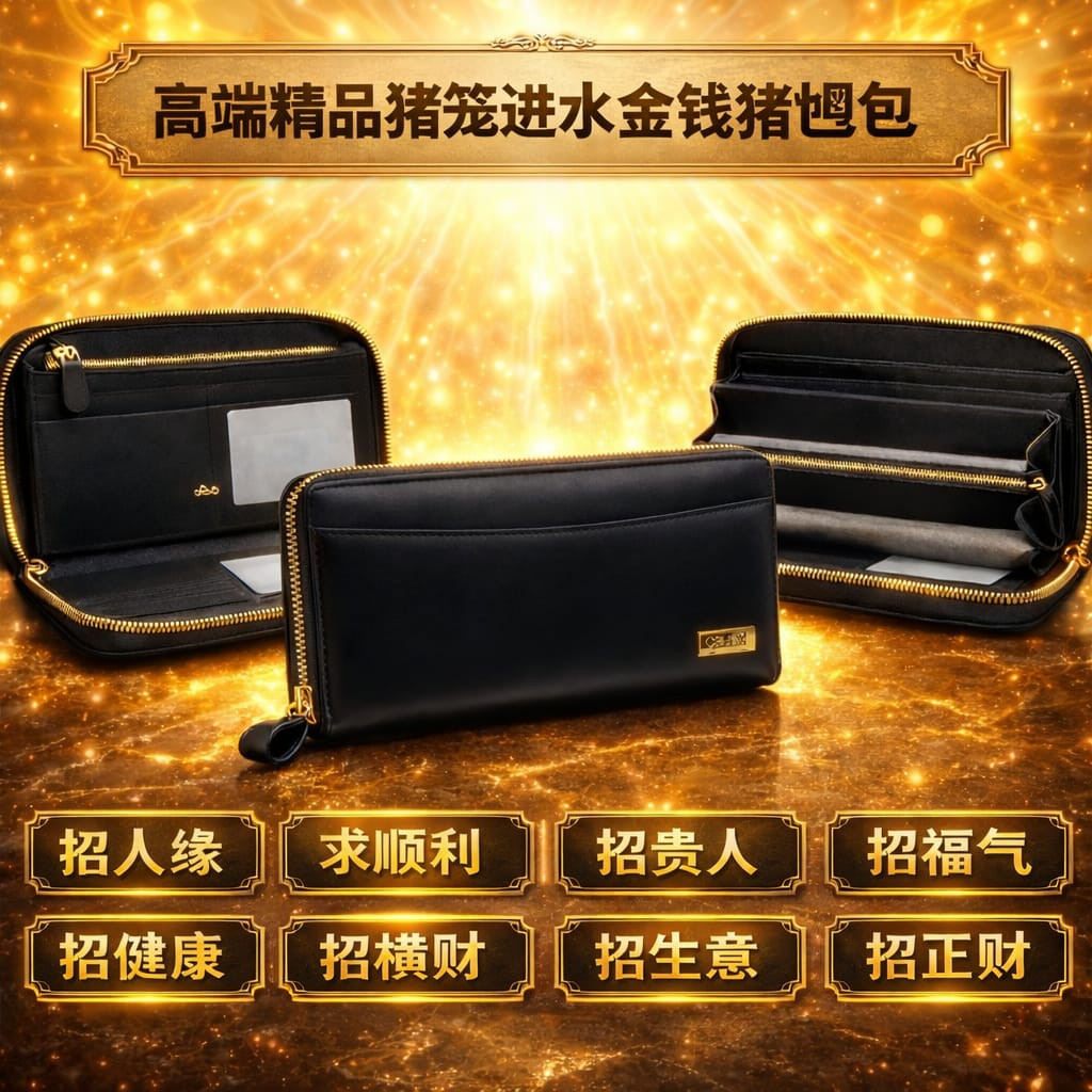 高端精品 猪笼入水招财牛皮猪乸钱包 Premium Cowhide “Pig Cage into Water” Piggy Wallet (Wealth-Attracting)