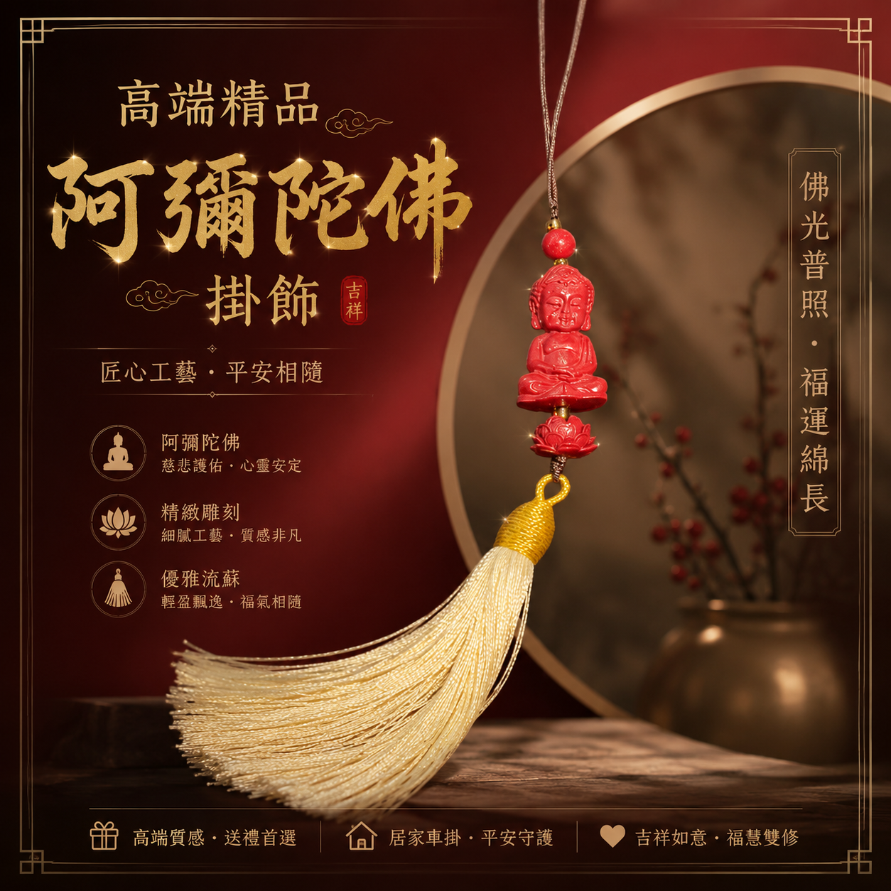 高端精品阿彌陀佛掛飾 Premium Amitabha Buddha Hanging Ornament