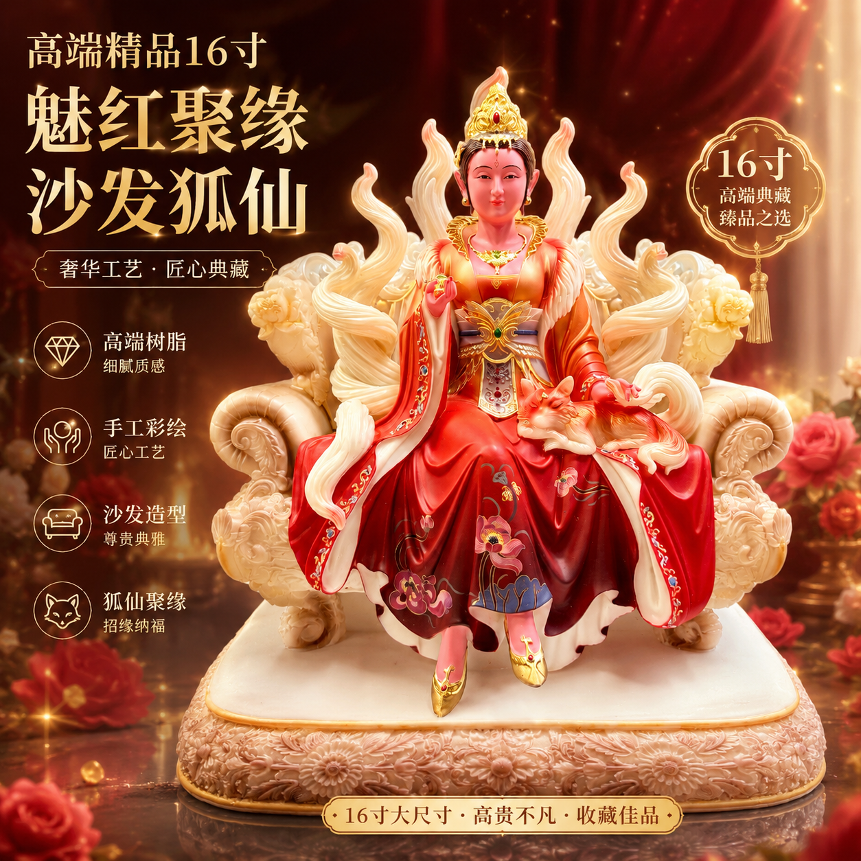 高端精品16寸魅红聚缘沙发狐仙 Premium Crimson Charm Destiny Fox Fairy