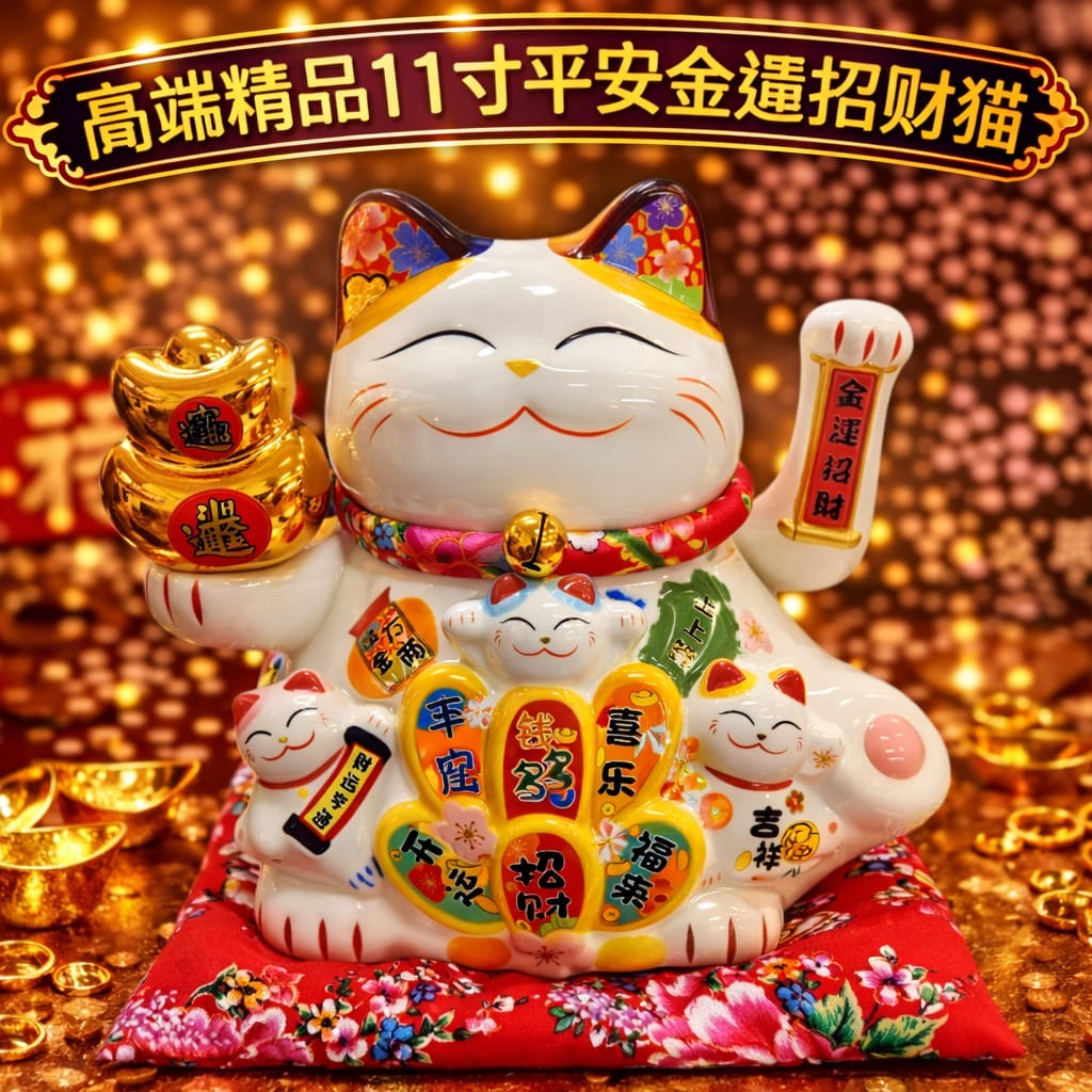高端精品11寸平安金运招财猫
