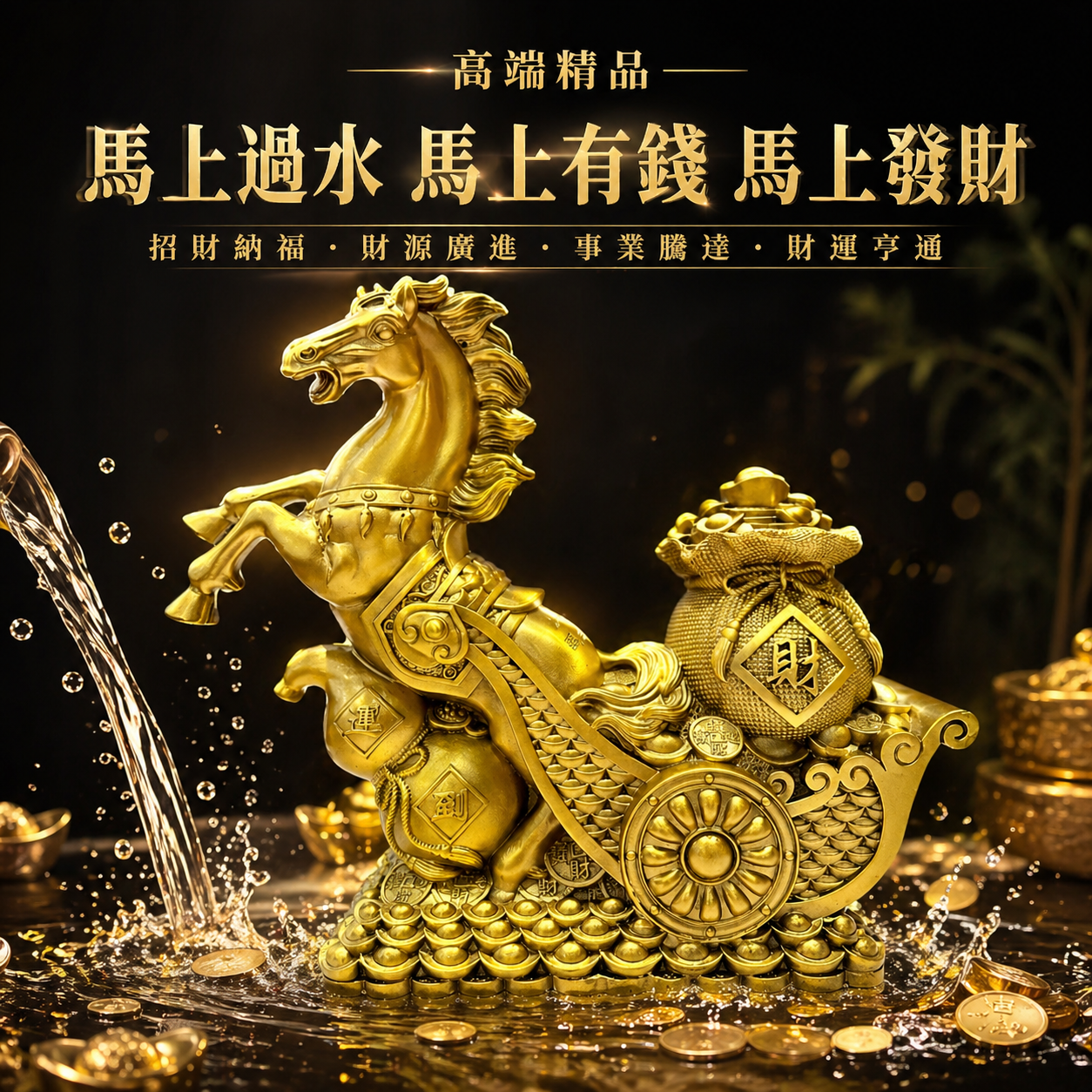 高端精品 馬上過水 馬上有錢 馬上發財 Money Flows Instantly Wealth Comes Immediately Prosperity Starts Now