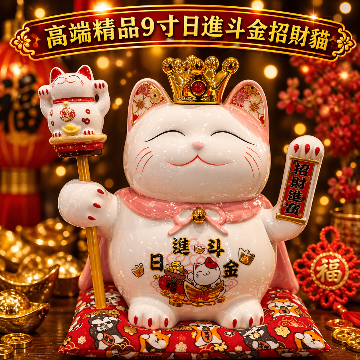 高端精品9寸日進斗金招財貓