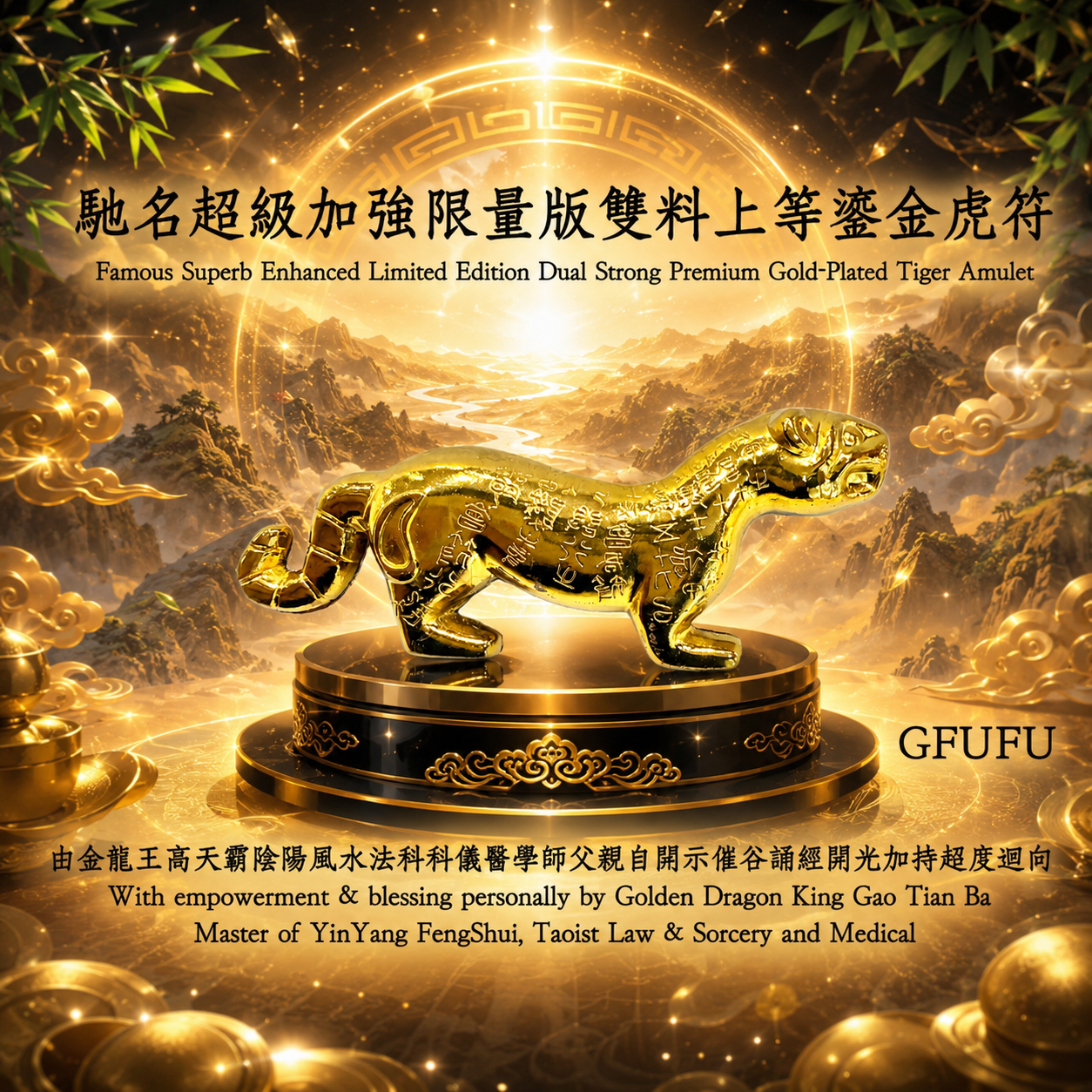 馳名超級加強限量版雙料上等 鎏金虎符 Famous Superb Enhanced Limited Edition Dual Strong Premium Gold-Plated Tiger Amulet