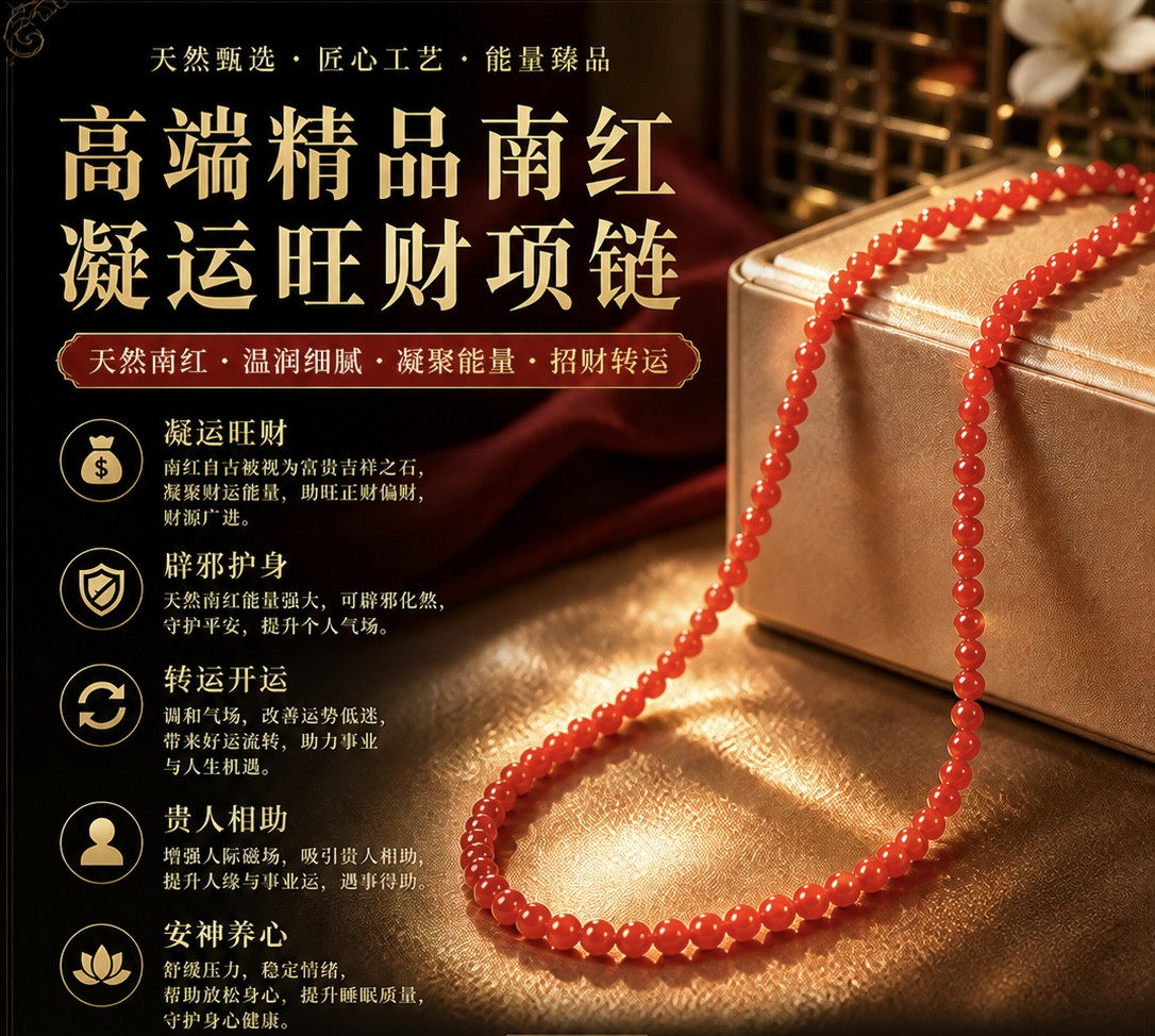 高端精品南红凝运旺财项链 Premium Nanhong Prosperity & Fortune Energy Necklace