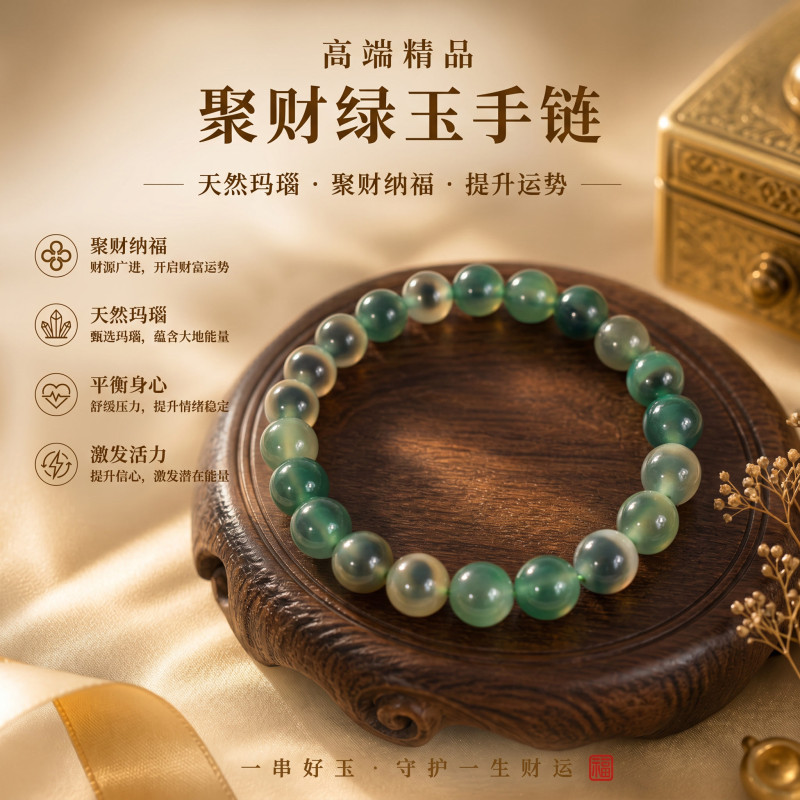 聚财绿玉手链 | Prosperity Green Jade Bracelet
